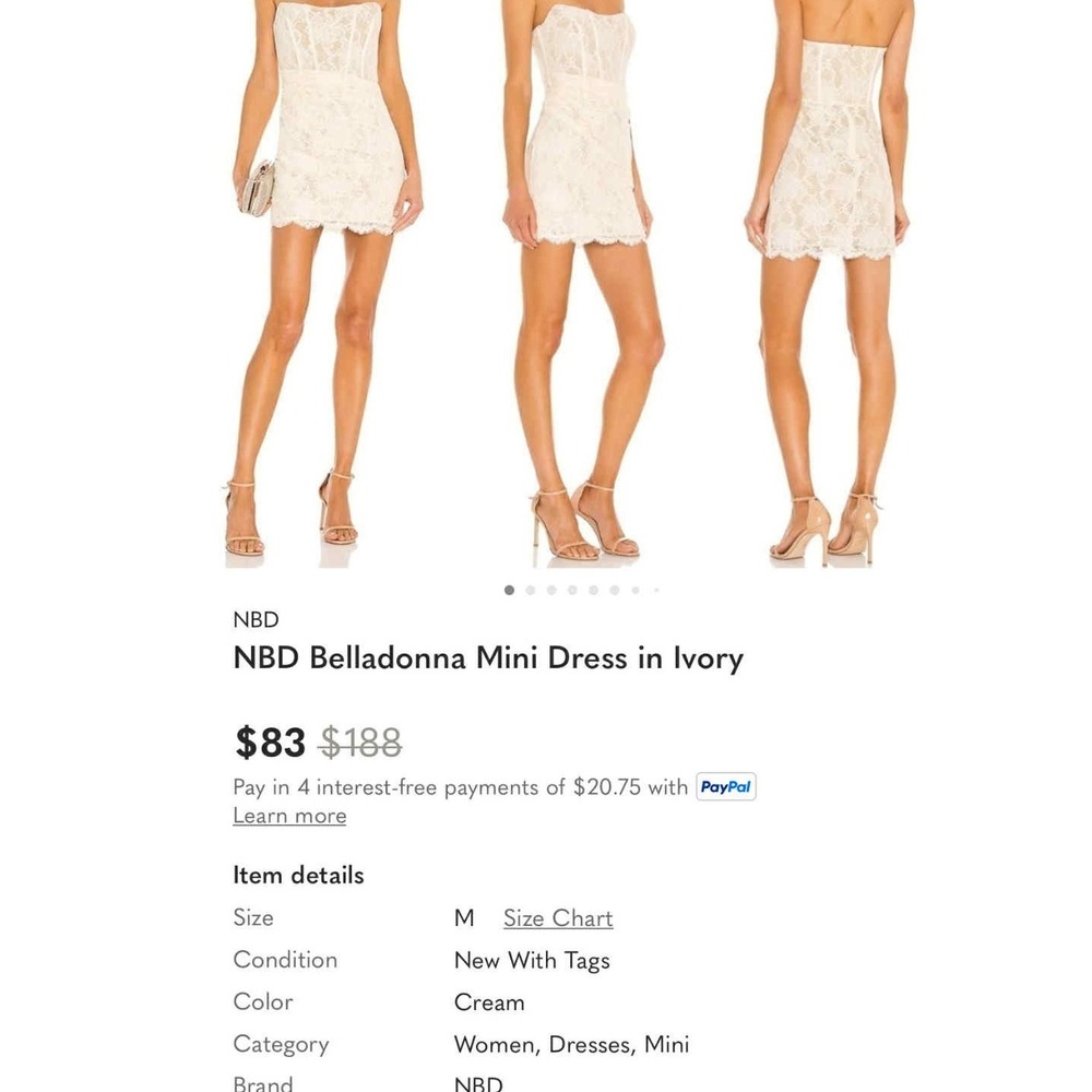 NBD Strapless Lace Mini Dress in Ivory/Cream